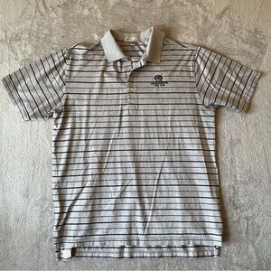 Peter Millar Cotton Gray Polo with Stripes. Men’s Medium.